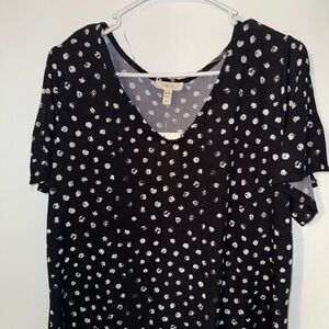 como blu black and white polka dot shirt blouse NWT
